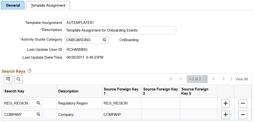 Template Assignment - General page Template Assignment - General page