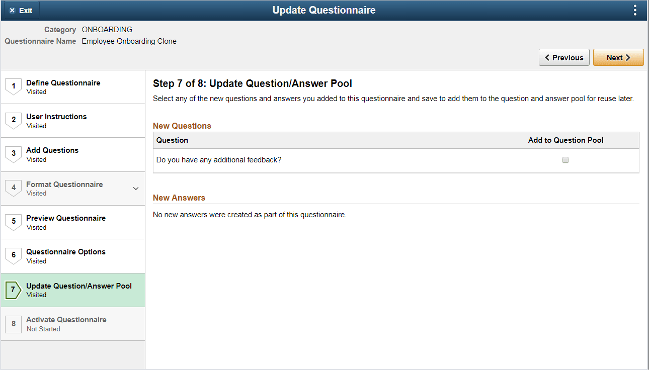 Update Question/Answer Pool page Update Question/Answer Pool page