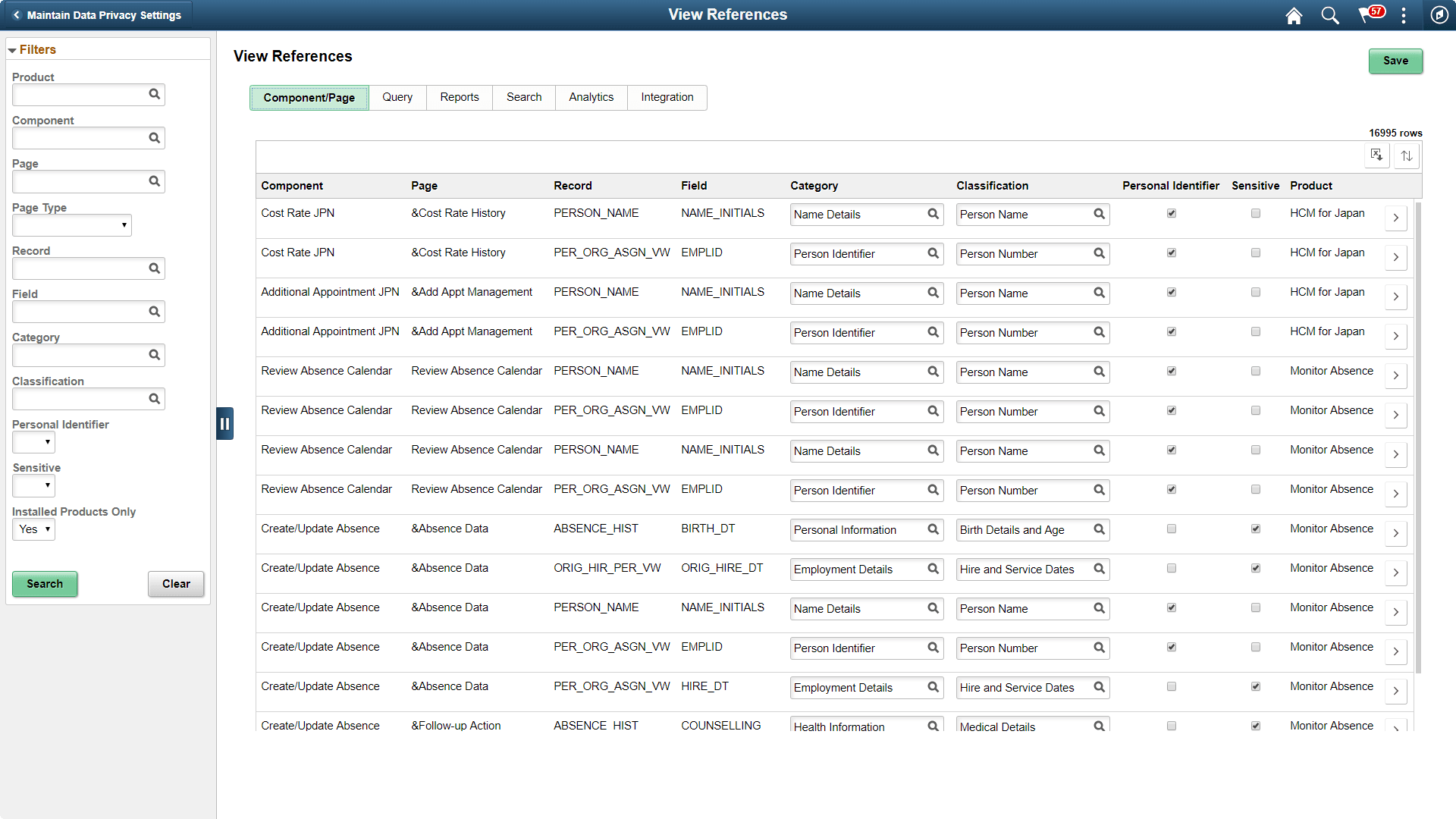 View References Component/ Page View References Component/ Page