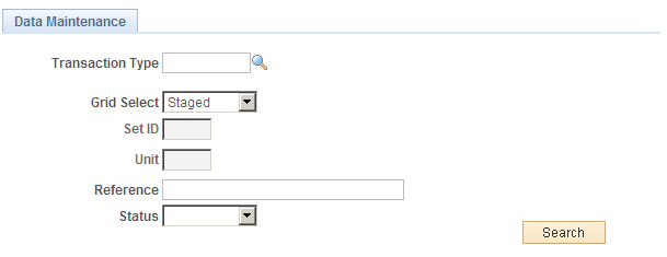 Data Maintenance page Data Maintenance page