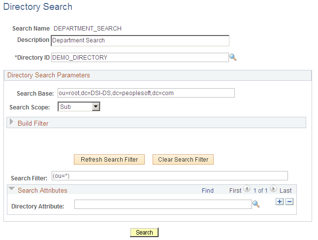 Directory Search page Directory Search page