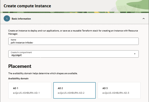 Create compute instance, enter name