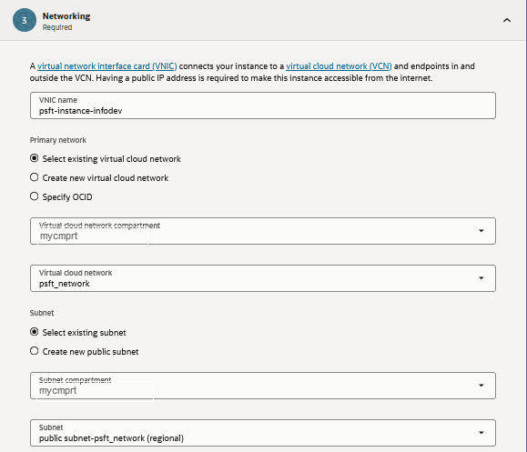 Create compute instance, Networking