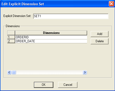 Edit Explicit Dimension Set dialog box Edit Explicit Dimension Set dialog box