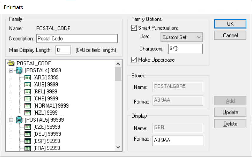 Formats dialog box Formats dialog box