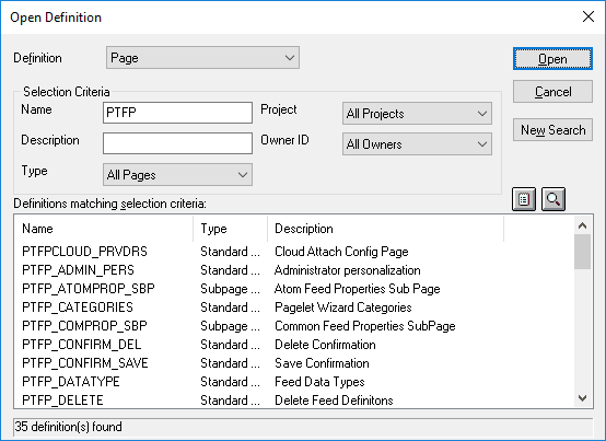 Open Definition dialog box Open Definition dialog box