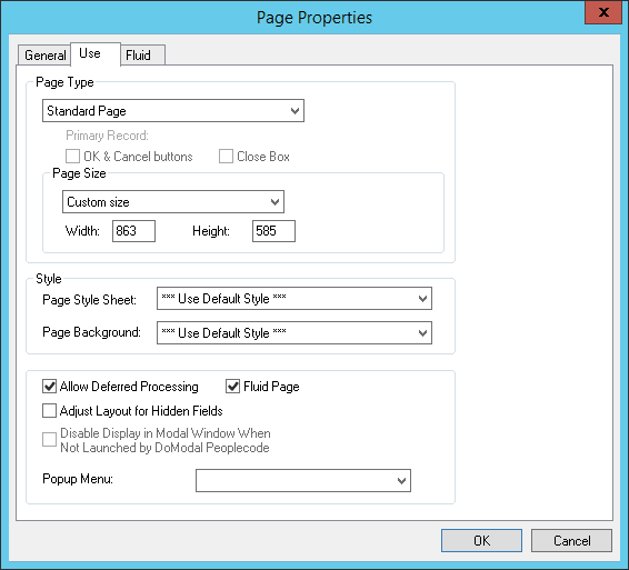 Page Properties dialog box: Use tab Page Properties dialog box: Use tab