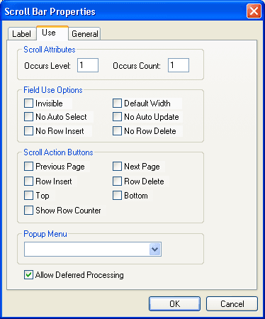 Specifying scroll bar Use Specifying scroll bar Use