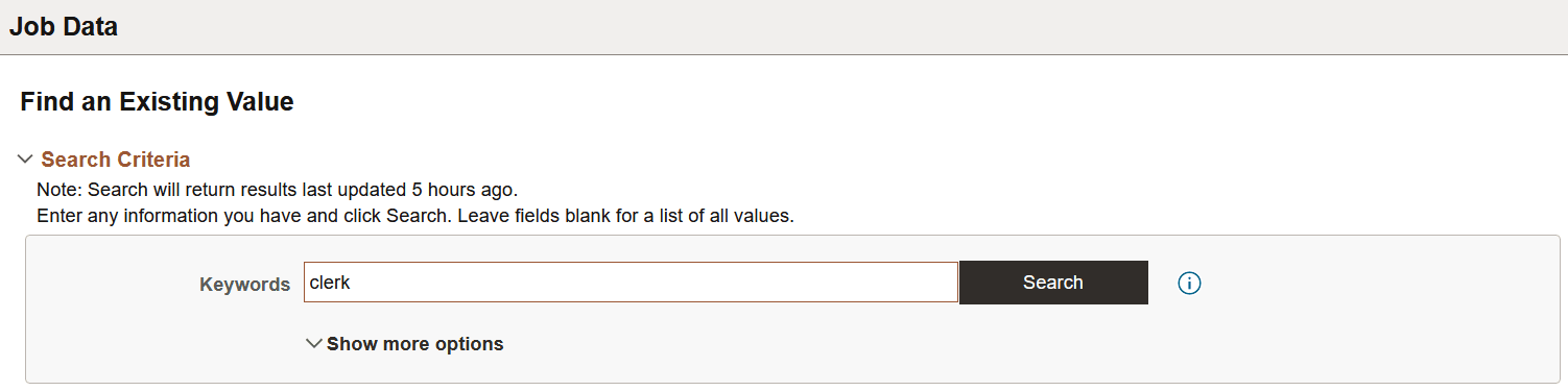 Keyword search page