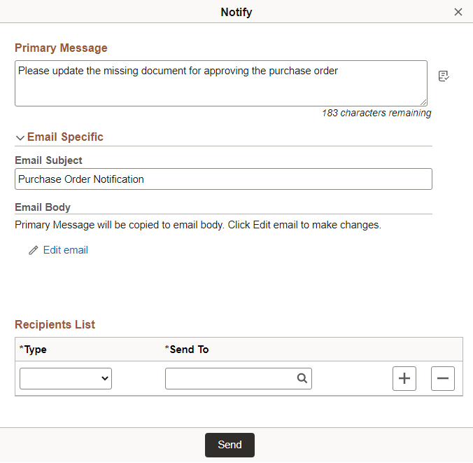 Notify page Notify page