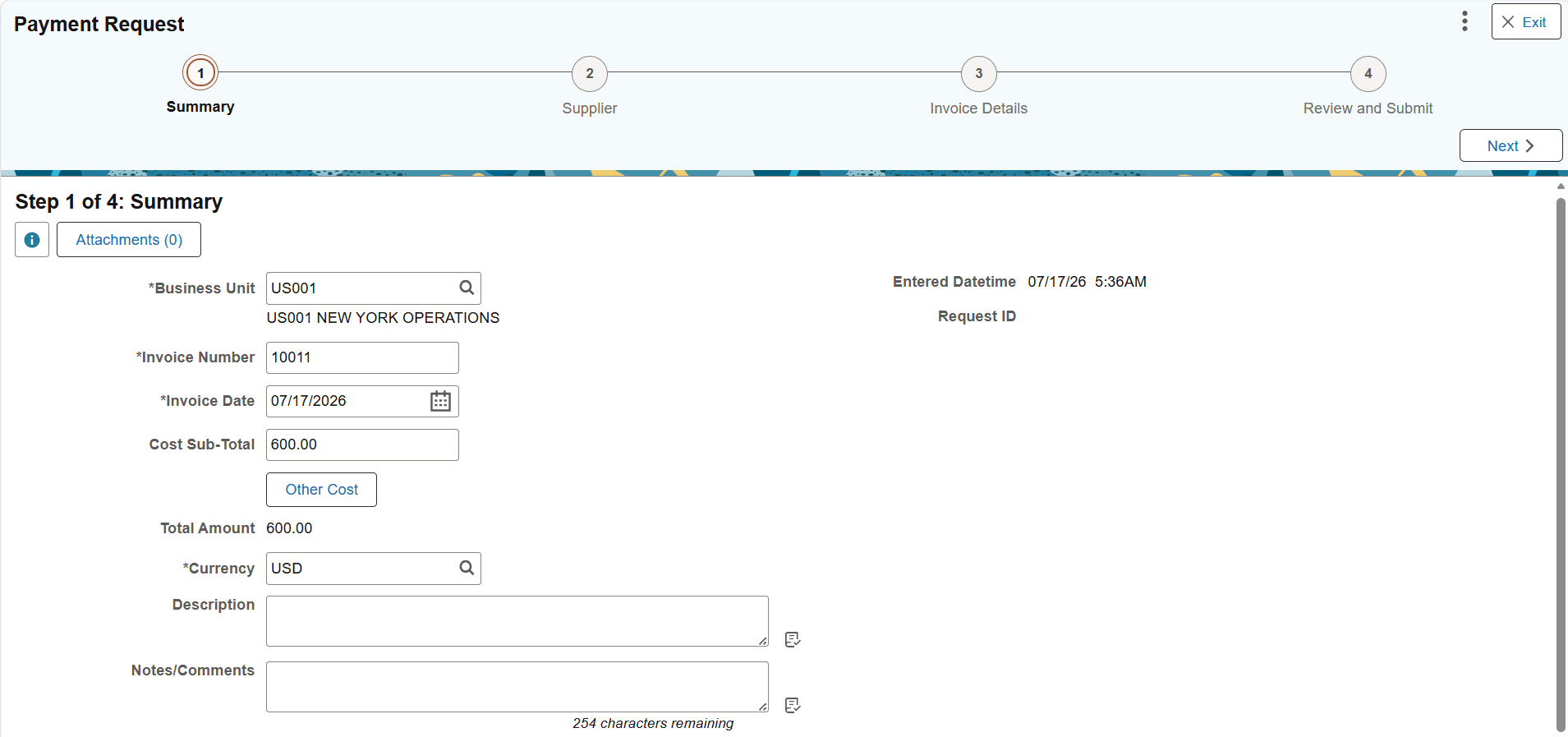 Payment Request activity guide