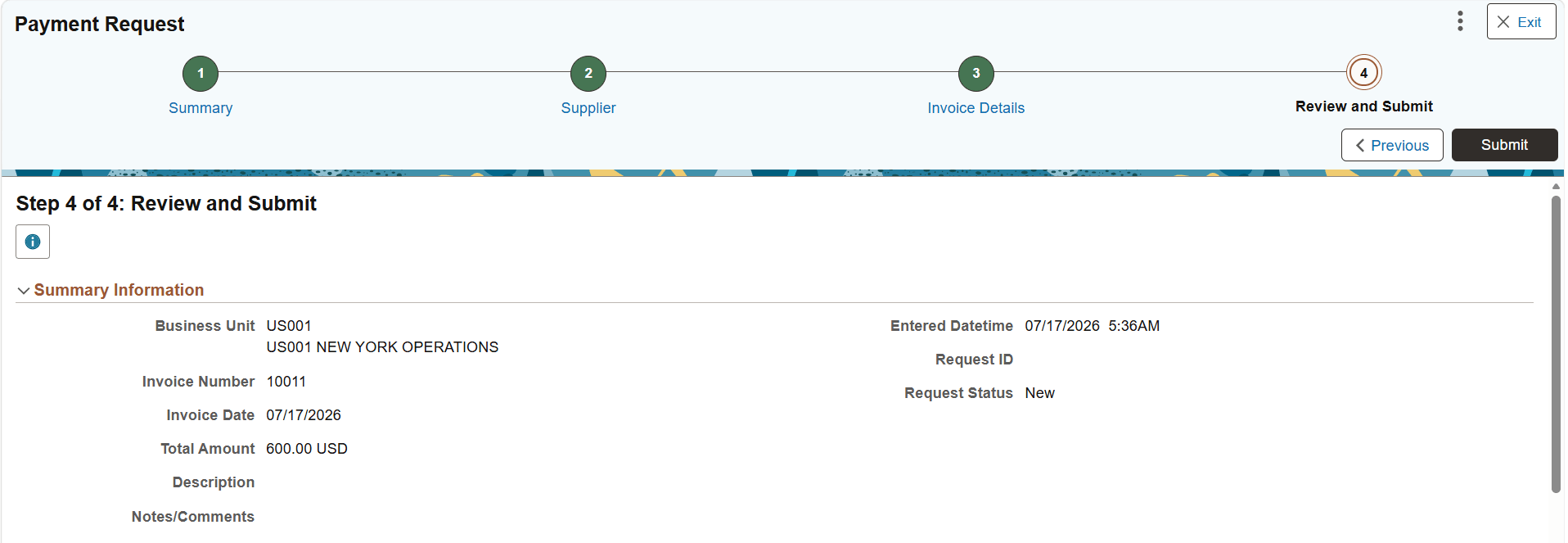 Payment Request step 4