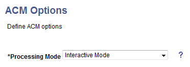 ACM Options page ACM Options page