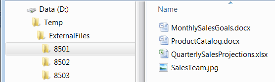 Directory structure when a report is bursted by SALES_ID Directory structure when a report is bursted by SALES_ID