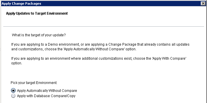 Apply Updates to Target Environment Apply Updates to Target Environment