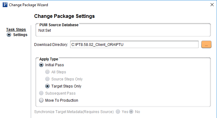 Change Package Settings for a PeopleTools Upgrade Change Package Settings for a PeopleTools Upgrade
