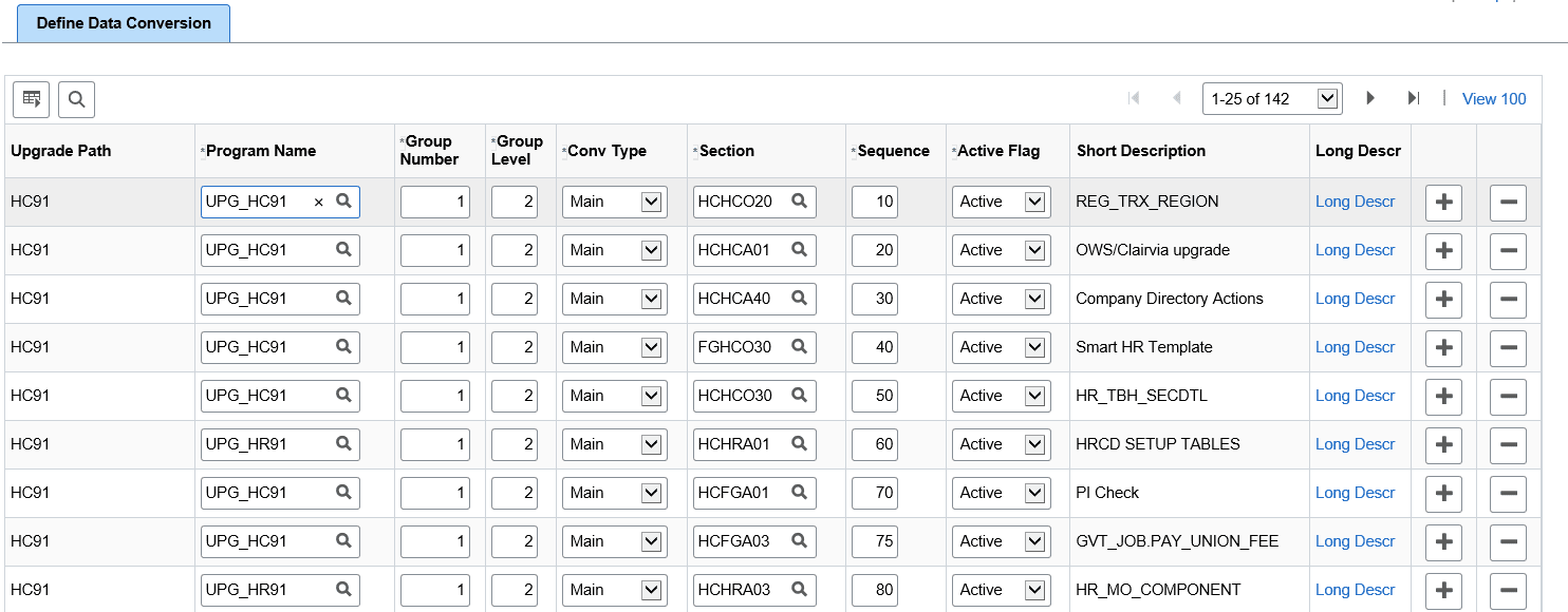 Define Data Conversion page Define Data Conversion page