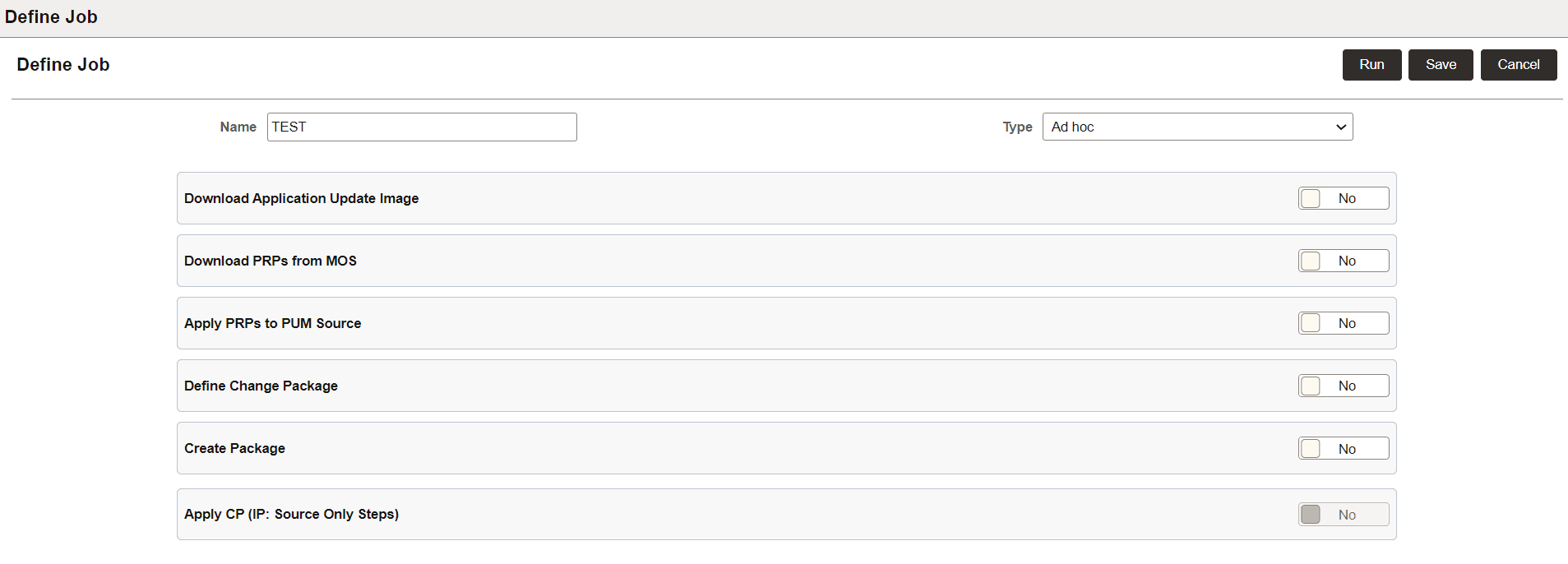 Define job page Define job page