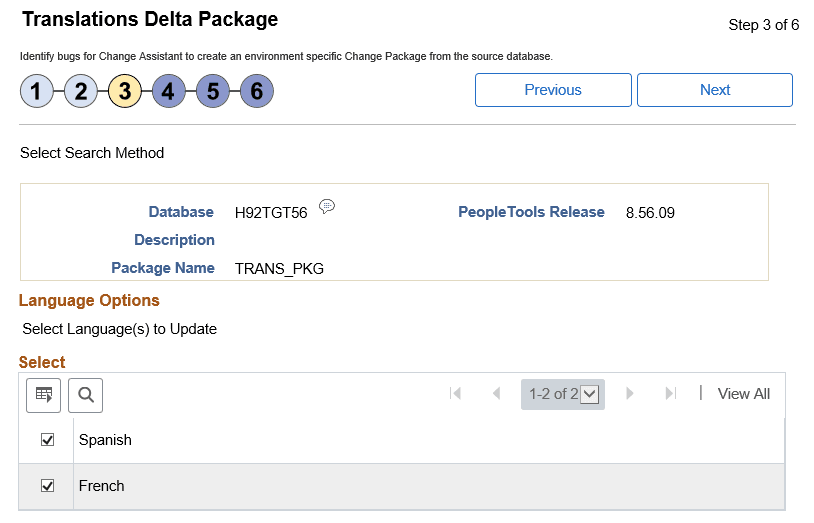 Define Translation Delta Package Wizard Step 3 of 6 Define Translation Delta Package Wizard Step 3 of 6