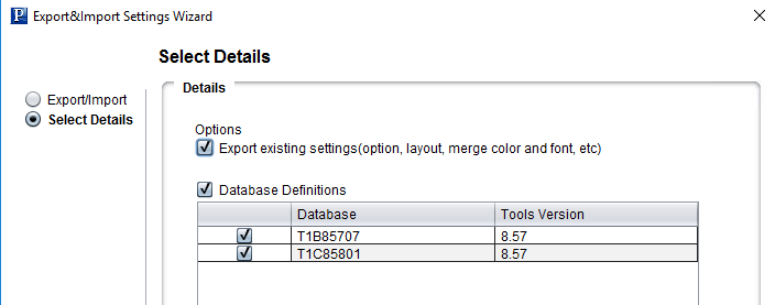 Export&Import Settings Wizard - Select Details page Export&Import Settings Wizard - Select Details page
