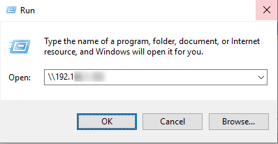 Microsoft Windows Run dialog box with IP address Microsoft Windows Run dialog box with IP address