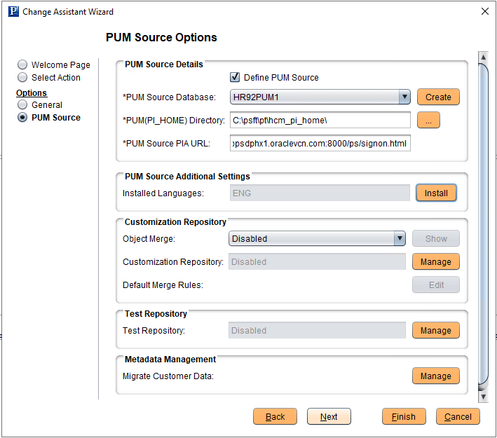 PUM Source Options PUM Source Options