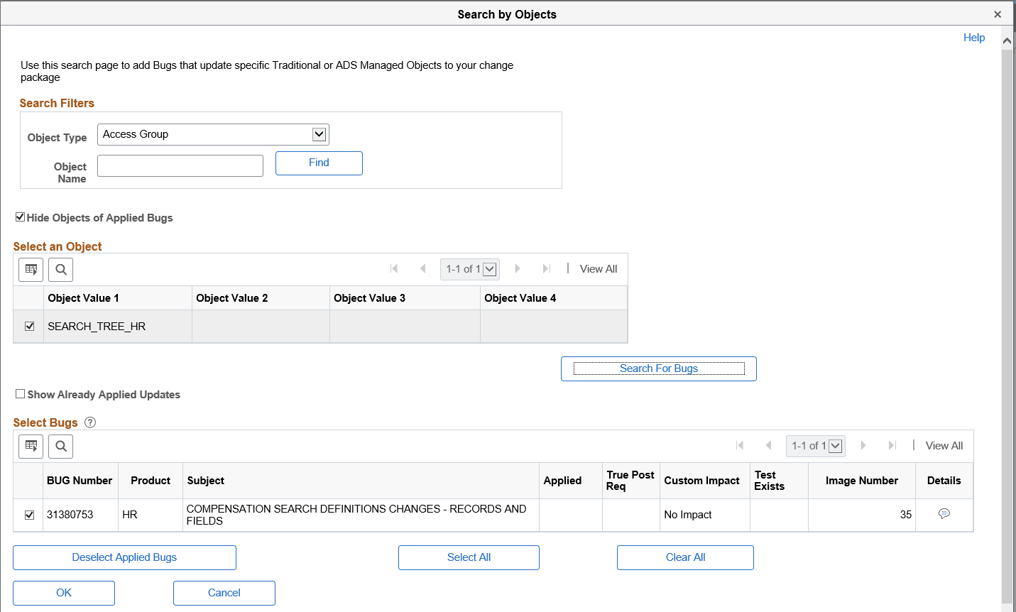 Search by Objects page Search by Objects page