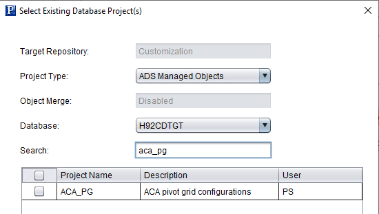 Select Existing Database Project(s) for ADS Managed Objects Select Existing Database Project(s) for ADS Managed Objects