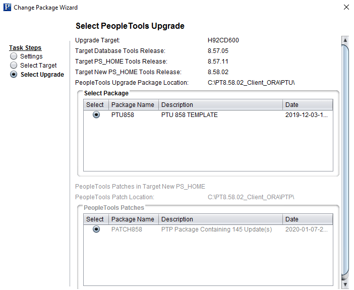 Select PeopleTools Upgrade Select PeopleTools Upgrade