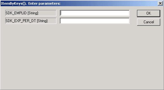 Enter parameters: dialog box Enter parameters: dialog box