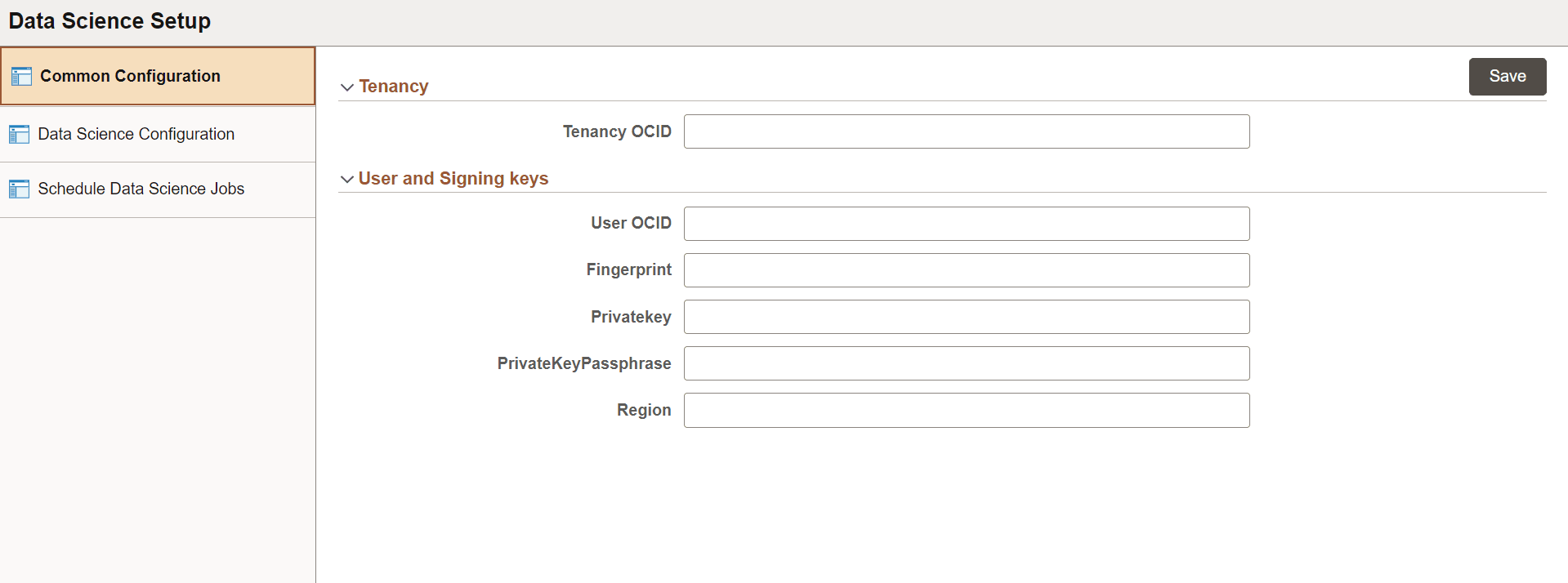 Common Configuration page Common Configuration page
