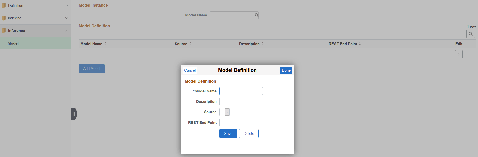 Model Definition page Model Definition page