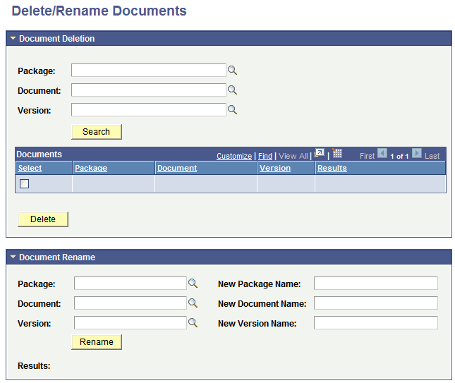 Delete/Rename Documents page Delete/Rename Documents page