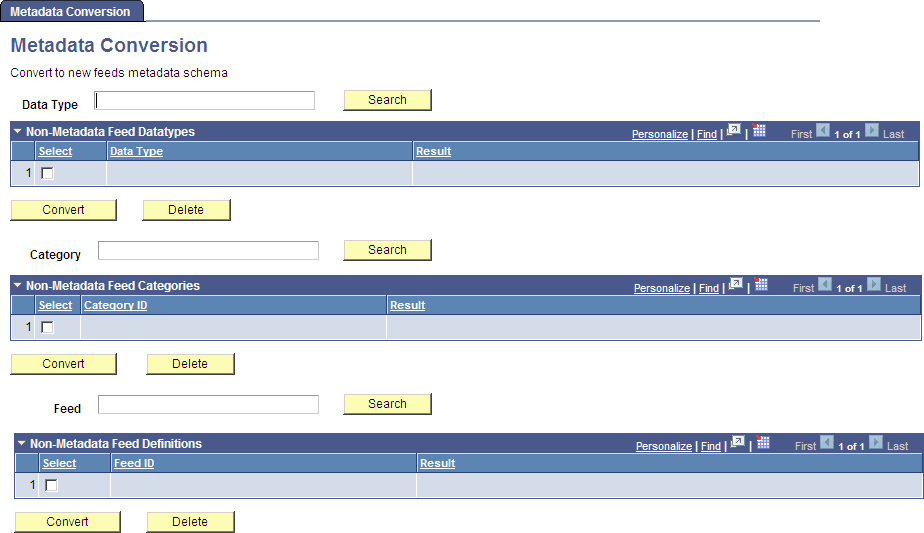 Metadata Conversion page Metadata Conversion page