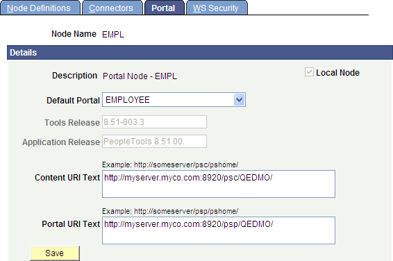 Portal page - Local host node Portal page - Local host node
