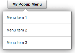 Example of a fluid pop-up menu Example of a fluid pop-up menu
