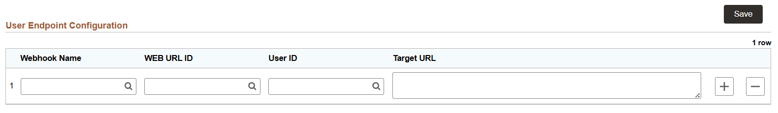 User Endpoint Configuration page User Endpoint Configuration page