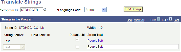 Translate Strings page Translate Strings page
