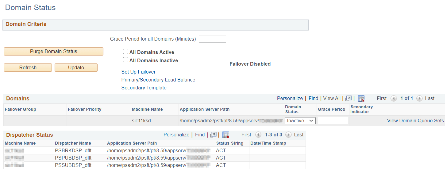 Domain Status page Domain Status page