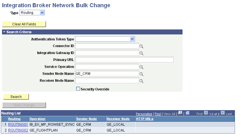 Integration Broker Network Bulk Change page Integration Broker Network Bulk Change page
