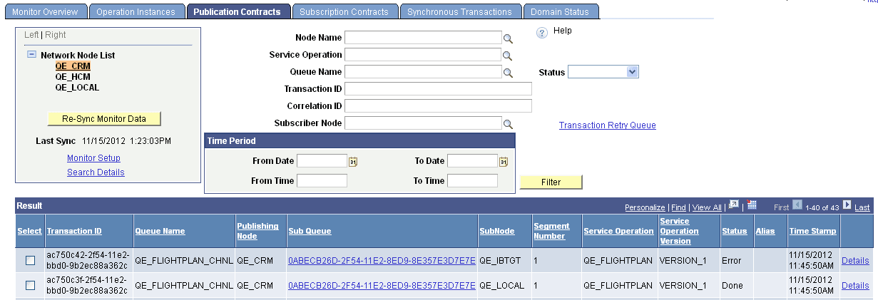 Network Monitor - Publication Contract page Network Monitor - Publication Contract page