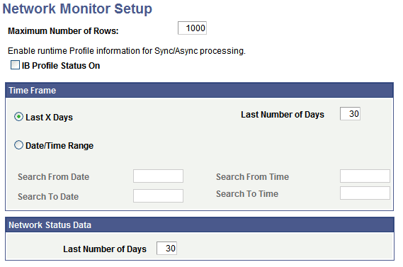Network Monitor Setup page Network Monitor Setup page
