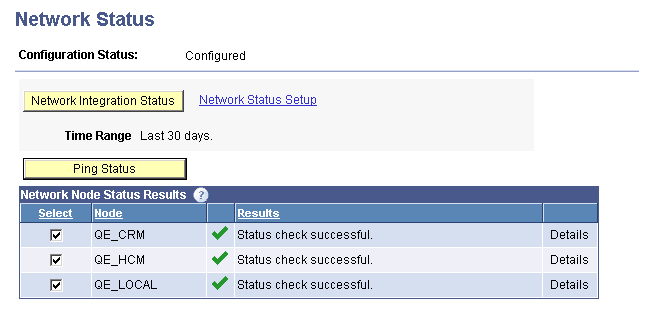 Network Status page Network Status page