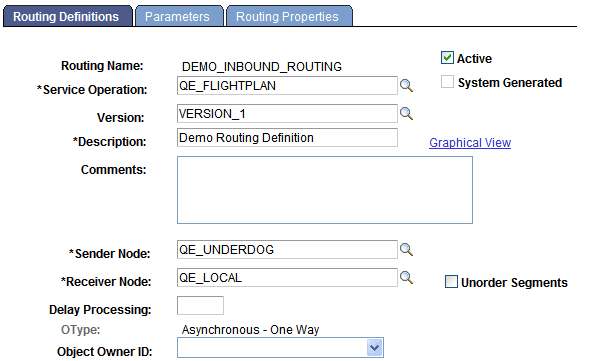 Routings - Routing Definitions page Routings - Routing Definitions page