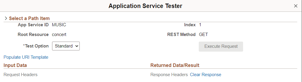 Application Server Tester with path selected Application Server Tester with path selected