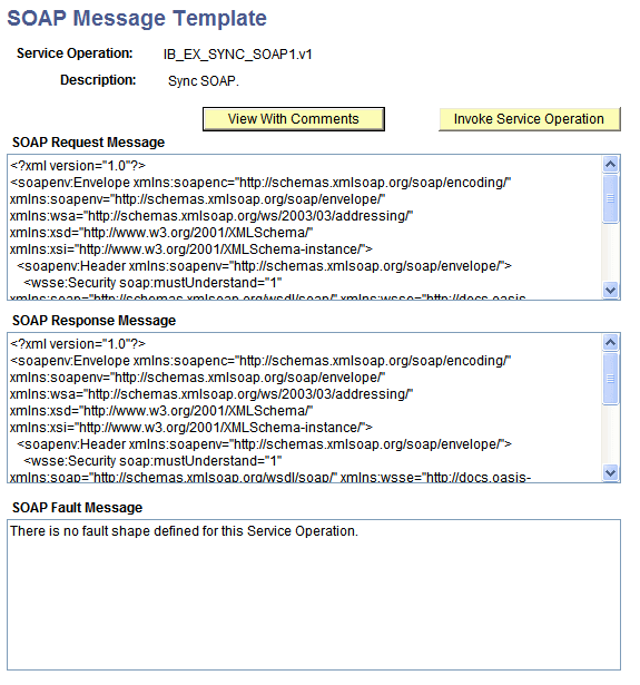 SOAP Message Template page SOAP Message Template page