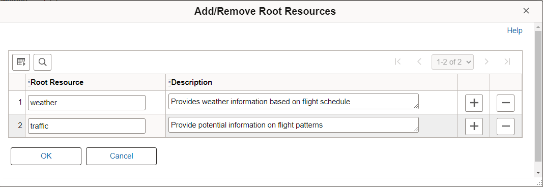 Add/Remove Root Resource page Add/Remove Root Resource page