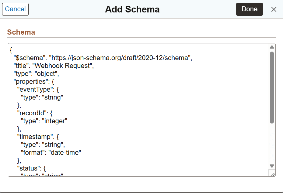 Add Schema dialog box