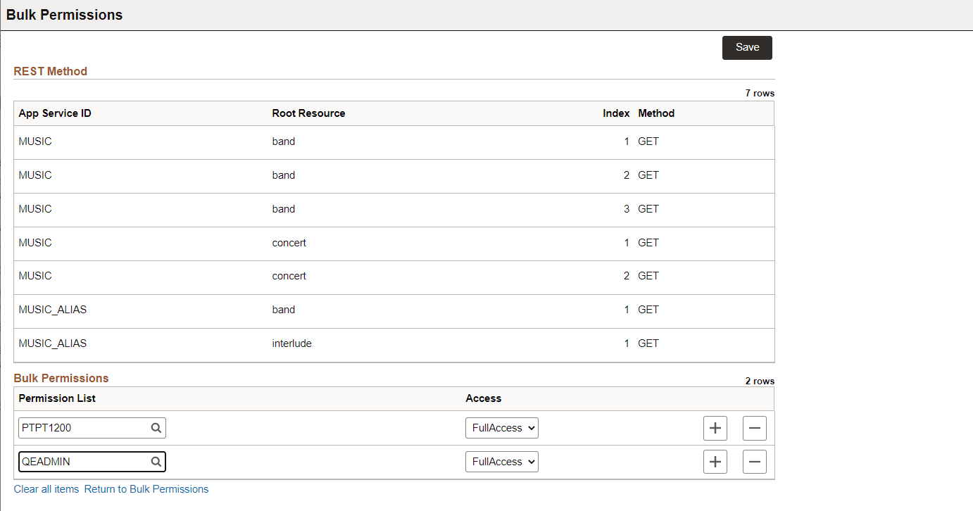 Bulk Update page