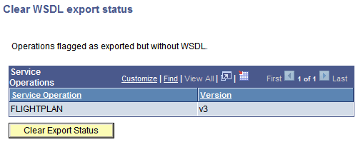 Clear WSDL Export Status page Clear WSDL Export Status page